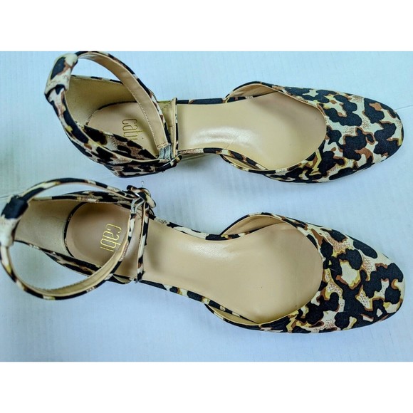 Cabi Kiki #6020 Women’s US 8.5 UK 7 Leopard Brown Closed Toe Heels Ankle Buckle - Picture 4 of 12